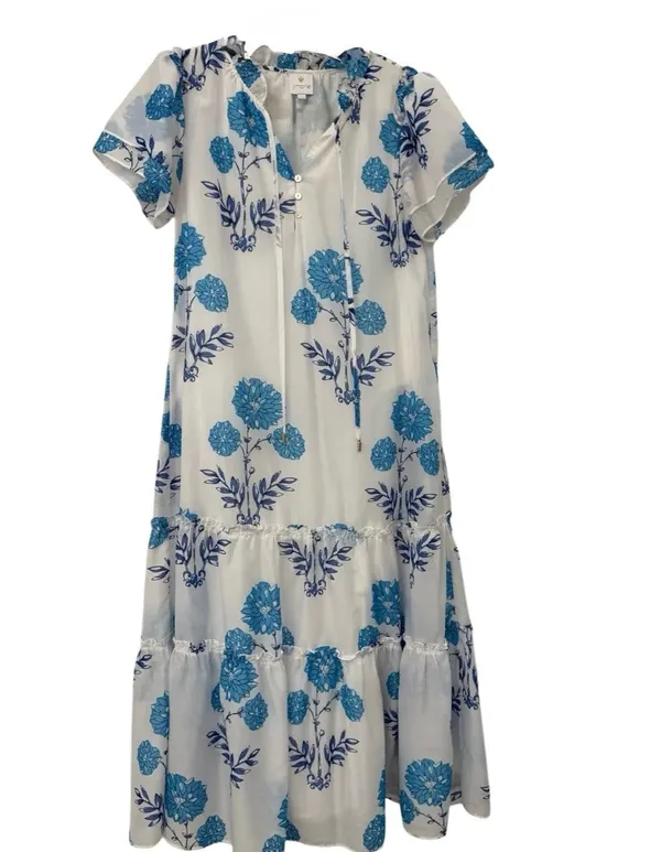 J. Marie Stella Jo Ruffle Strap Floral Midi Dress Large - Image 2