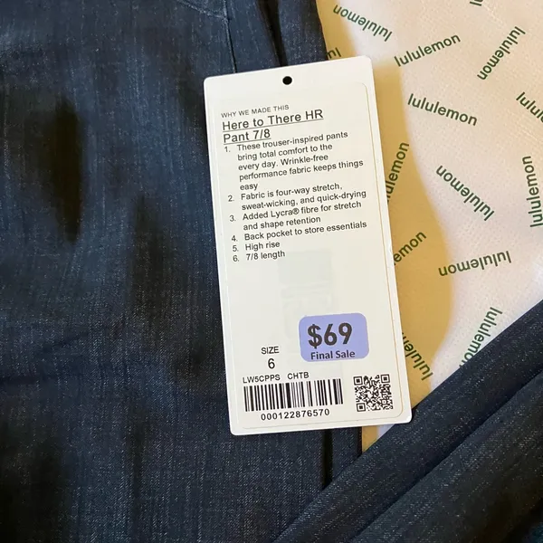 EUC Lululemon Here To There HR Pant 7/8, Sz 6, Crosshatch Texture Black Multi - Image 4