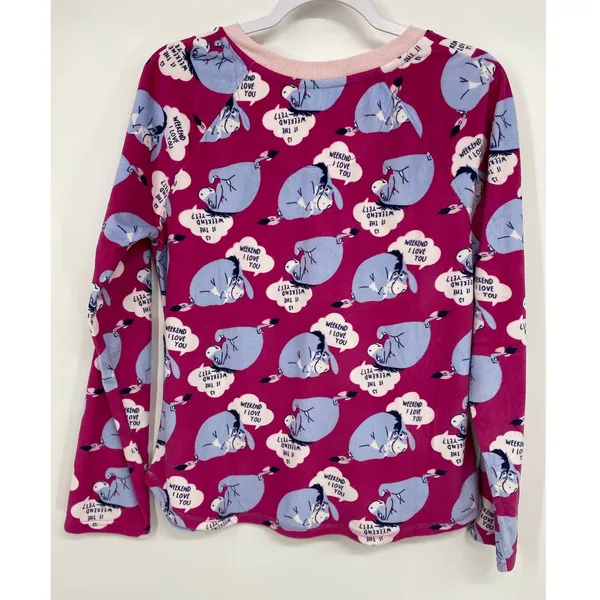 Disney Eeyore Womens Pink Pajama Sleepwear Top Shirt NEW Medium - Image 2