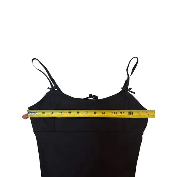 Bow Strap Cami Camisole Tank Top Black Ribbed Corset Style Coquette Whimsigoth - Image 5