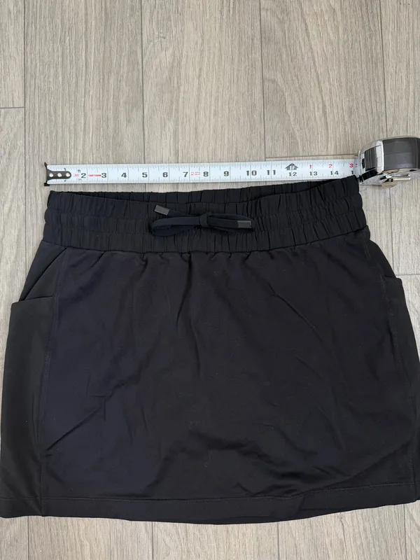 Athleta Black Drawstring Skort Size Small Built-In Shorts Zip Pocket Golf Tennis - Image 8