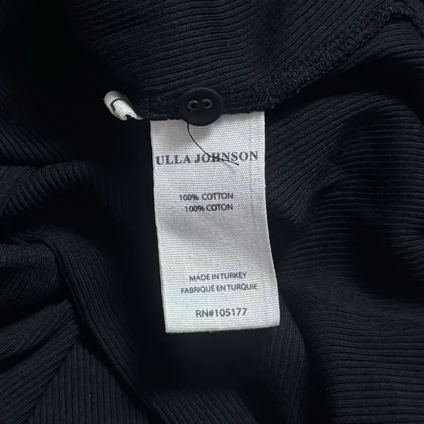 Ulla Johnson Pia Top Black Ribbed Poplin Puff Sleeve Capsule Minimalist Luxury L - Image 9