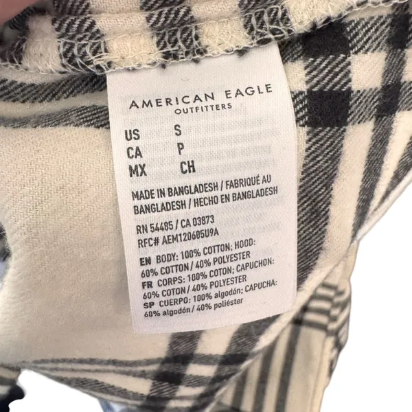 American Eagle - NWT Plaid Button Down Y2K Grunge Hooded Shirt Jacket Sz S - Image 8