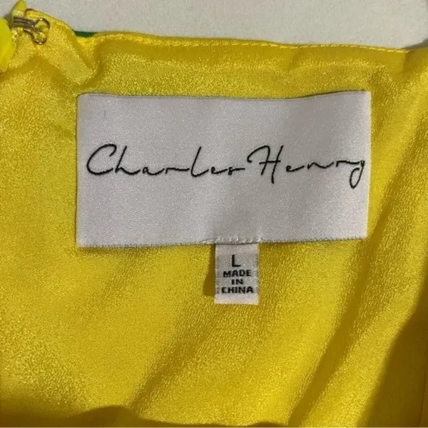 Chandler Henry Sundress Large Yellow Floral Tie Shoulder Midi Dress - Image 7