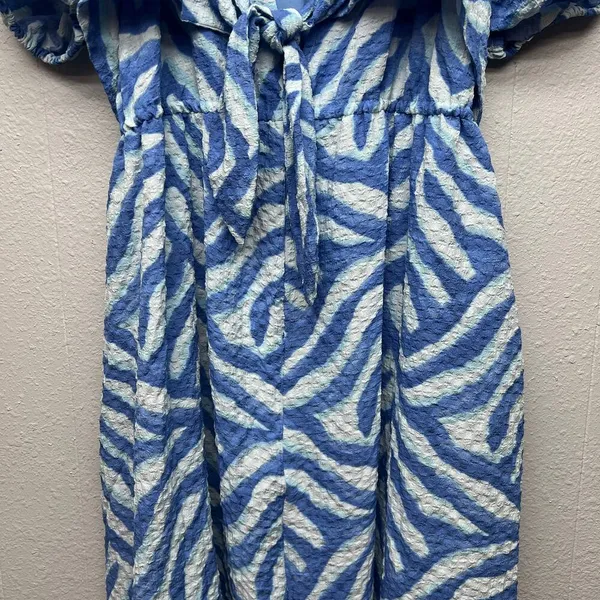 Time and Tru Puff Sleeve Midi Dress Womens XL Beachy Coastal Nautical Open Back - Image 12