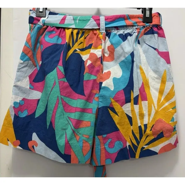 J.Crew Tropical Floral Print Tie-Waist Poplin Shorts Size 0 - Image 3