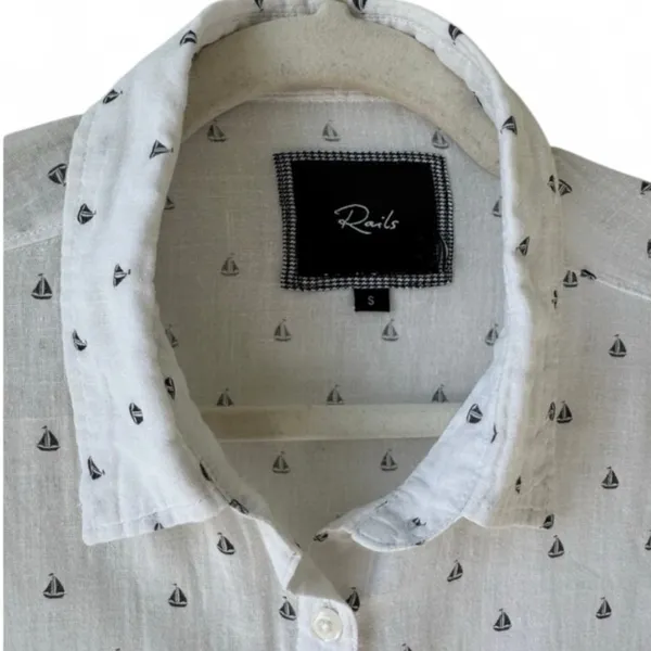 🪩 Rails Label Nautical Boat Print Button-Down Blouse Size Large - Image 4