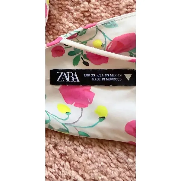 ZARA Floral Tie Back Bandeau Top XS - Image 3