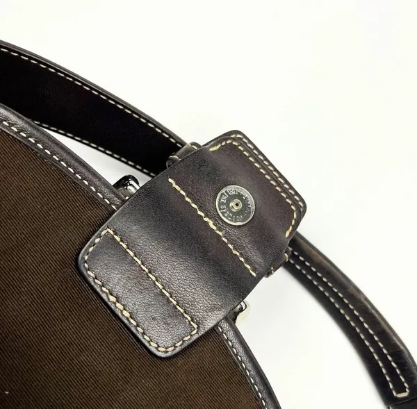 RARE Vintage Coach Mini Soho Signature Red Jacquard Brown Leather Flap Buckle Shoulder Bag - Image 10