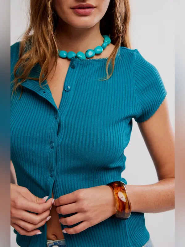 NWT Free People FP Intimately Most Wanted Cardi - Bayside Turquoise - XS - Image 6