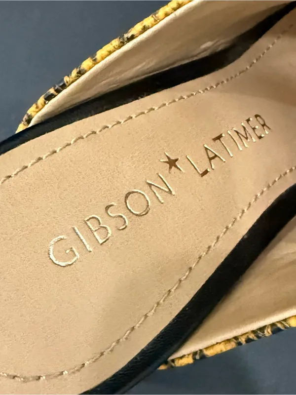 GIBSON LATIMER Mya Patchwork Snakeskin Leather Block Heel Mules Size 7.5 - Image 10