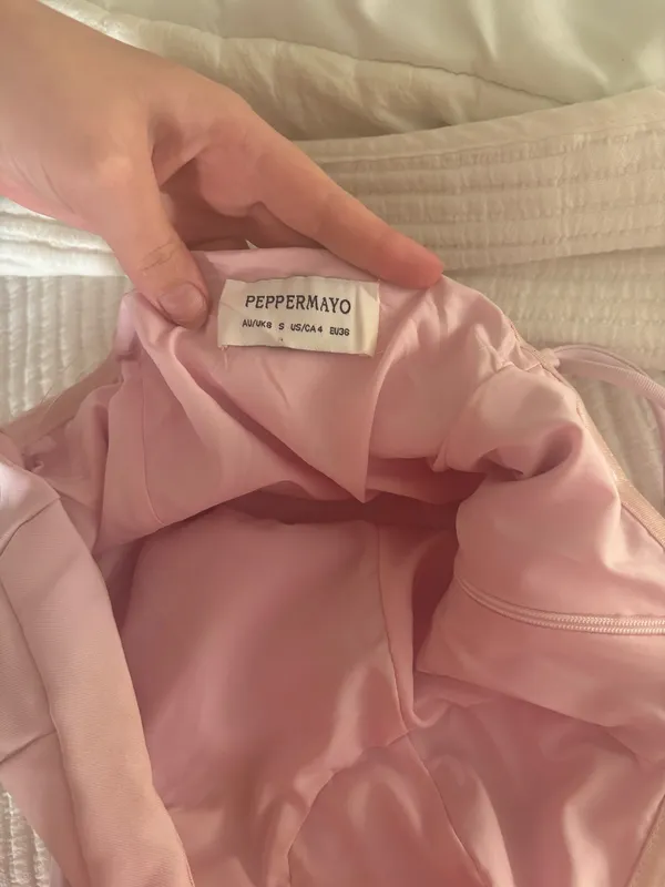 Peppermayo Light Pink One strap Mini dress with flowers. Slight staining on the inside Other than that great condition, worn once to Hoco! - Image 2