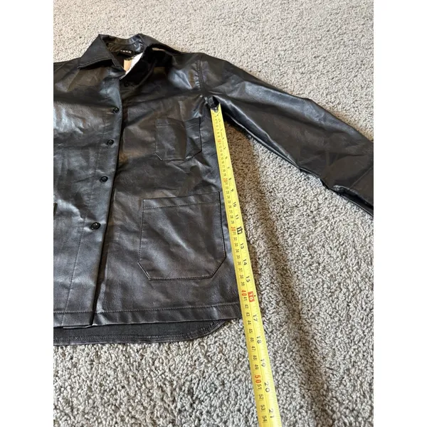 CIDER Women's Oversized Black Faux Leather Jacket Size XS‎ (A525) - Image 8