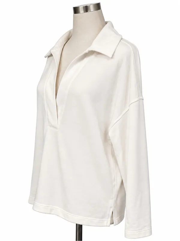 Banana Republic White Collared Pullover Sweatshirt Size Large Oversized - Image 3