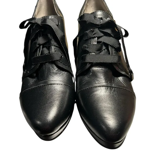 Tahari Grace Shoes Leather Gothic Victorian Boho Lace Up Booties SZ 7.5 Heels - Image 2