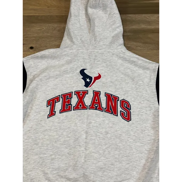 NFL Hoodie Size M Womens Gray Navy Trim Texans Embroidered Logo Cotton - Image 7