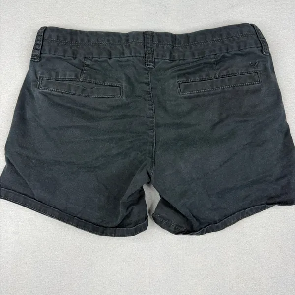 American Eagle Black Stretch Chino Shorts Women’s 0 Low Rise Y2K Preppy - Image 2