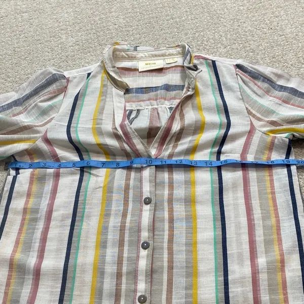 Anthropologie Striped Button Down Shirt - Multicolor Size 8 100% Cotton - Image 12