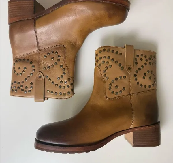 Free People Harmony Studded Ankle Boots in Biscuit 8.5 - Image 4