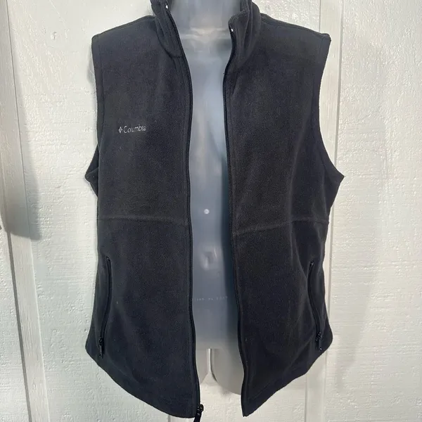 Columbia Black Fleece Zip Up Vest Size Large EUC - Image 2
