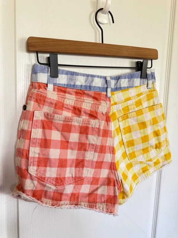 Farm Rio Anthropologie Gingham Two-Tone Shorts - Image 6