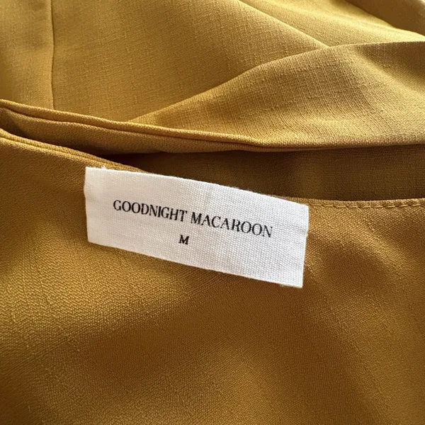 Goodnight Macaroon Maxi Dress Ruffle‎ Halter Neck Tie Back Mustard Size Medium - Image 5