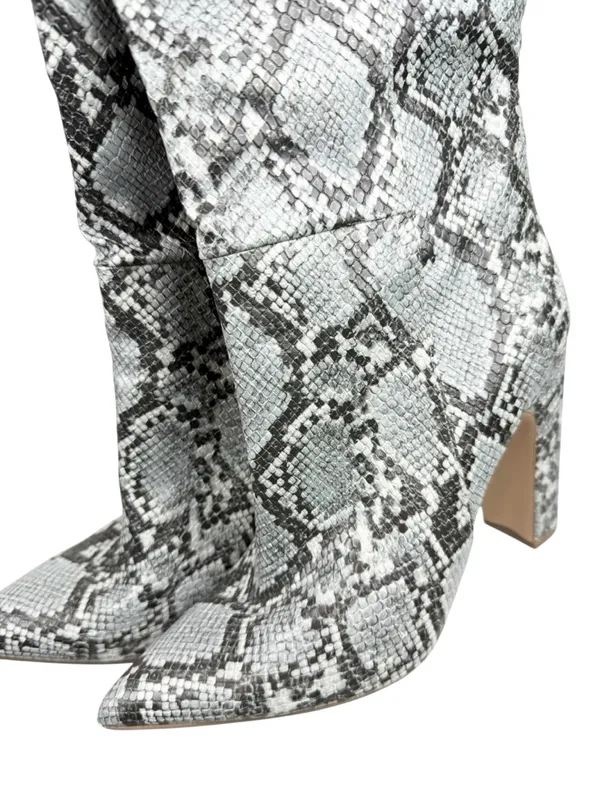 Steve Madden Rouge Gray Snakeskin Faux Leather Point Toe Knee‎ High Boots Size 9 - Image 5