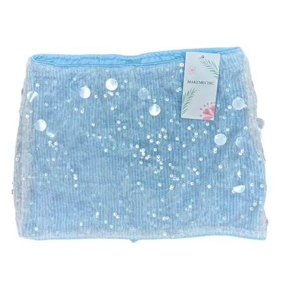 NWT‎ MakeMeChic Sparkly Sequin Low Rise Micro Mini Skirt Y2K Rave XS - Image 7