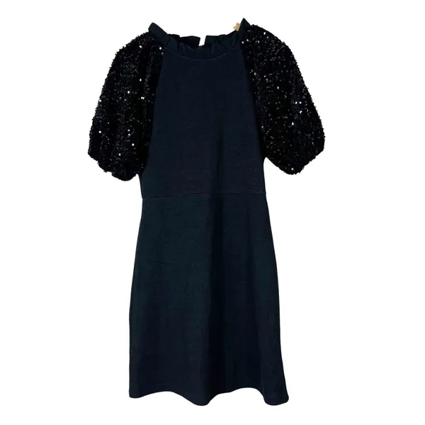 NWT THML Little Black Dress Womens S Mini Knit Sequin Sleeve Party Cocktail - Image 2