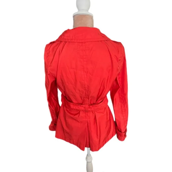 St. John's Bay Womens Sz S Orange Trench Coat Belted Pea Coat Lightweight Cotton - Image 4