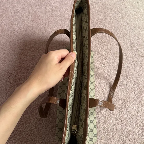 Brown Patterned Tote Bag - Image 8