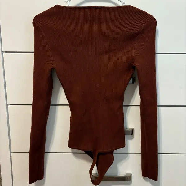 Abercrombie Corset Sweetheart Sweater Bodysuit Brown - Image 3