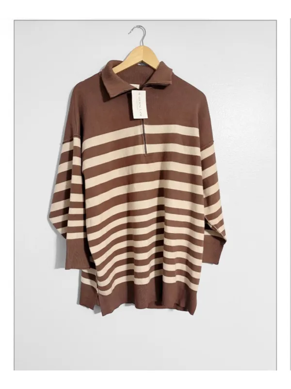 Prómesa New Half Zip Striped Mini Dress - Image 2