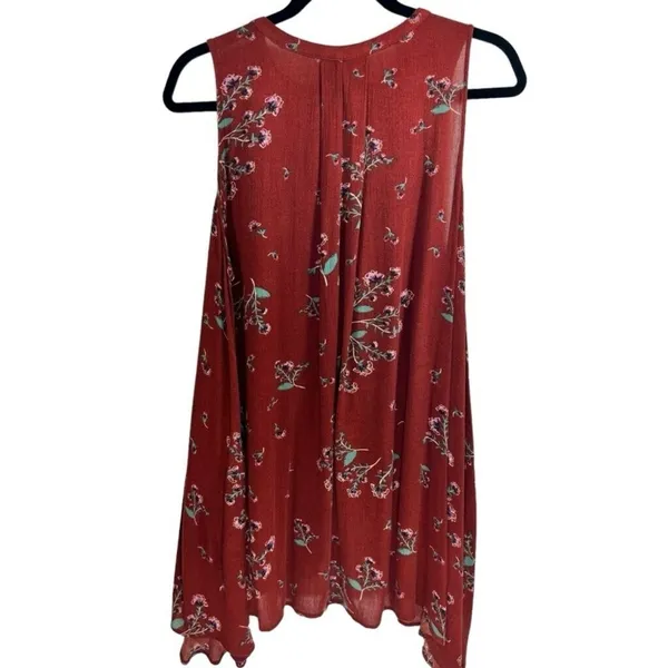Free People Tree Swing Tunic Tank Mini Dress Crimson Floral Size XS Boho‎ - Image 5