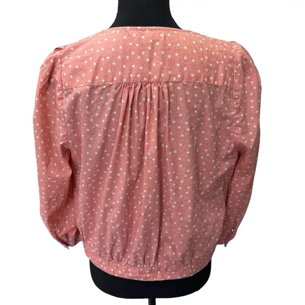 Madewell Wrap Top‎ in Scattered Star Peach Boho Women size Large - Image 4