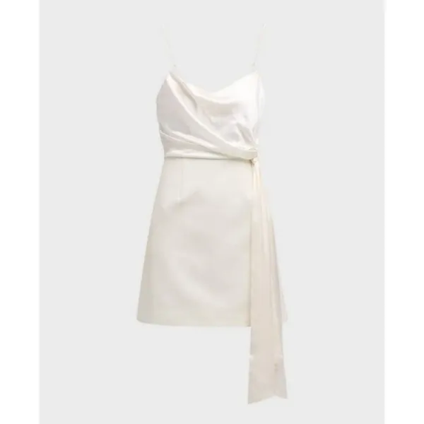 NEW Cinq à Sept Cara Tie Waist Mini Dress Size 4 Ivory‎ Bridal Satin - Image 10