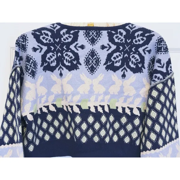 Free People Snow Bunny Knit SET Cardigan & Leggings XS Blue Lounge Nordic Indie - Image 13