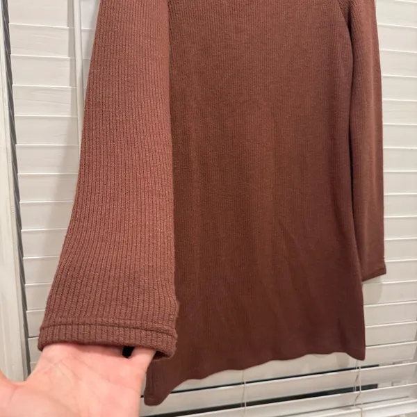 Walter Baker Ribbed Cutout Mini Harlow Dress Womens XS Brown Mock Neck Long‎ Slv - Image 3