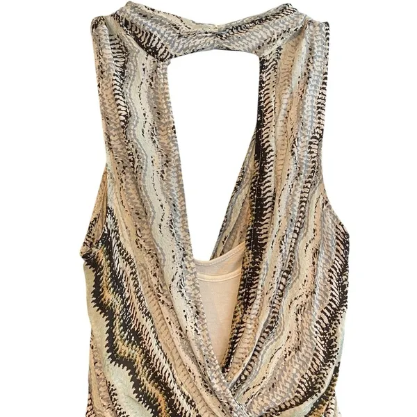 Anthropologie Ella Moss Sleeveless aqua brown chevron Maxi Dress Resortwear - Image 8