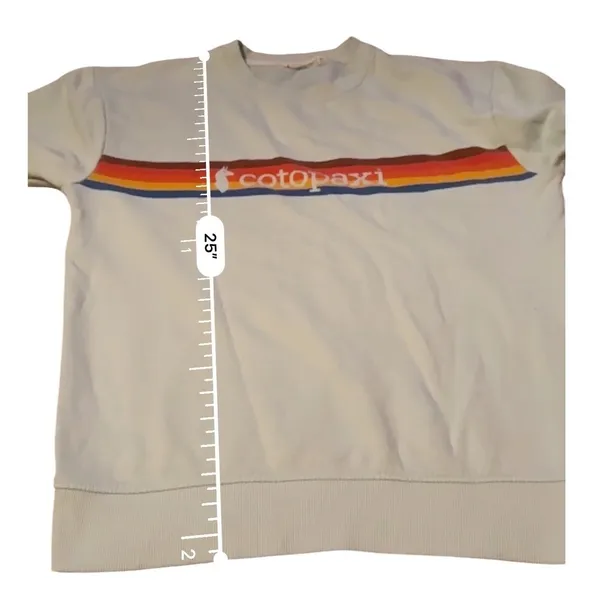 Cotopaxi Retro Stripe‎ Logo Crewneck Sweatshirt Medium Blue Organic Cotton - Image 7