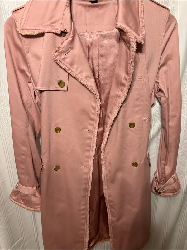 Women's Dusty Pink Double-Breasted Trench Coat This Coat was dry Clean . - Image 2
