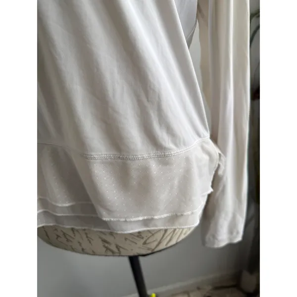Lululemon Womens Long‎ Sleeve Mesh Hem Activewear Top Off-White Cream Size 8/10 - Image 3