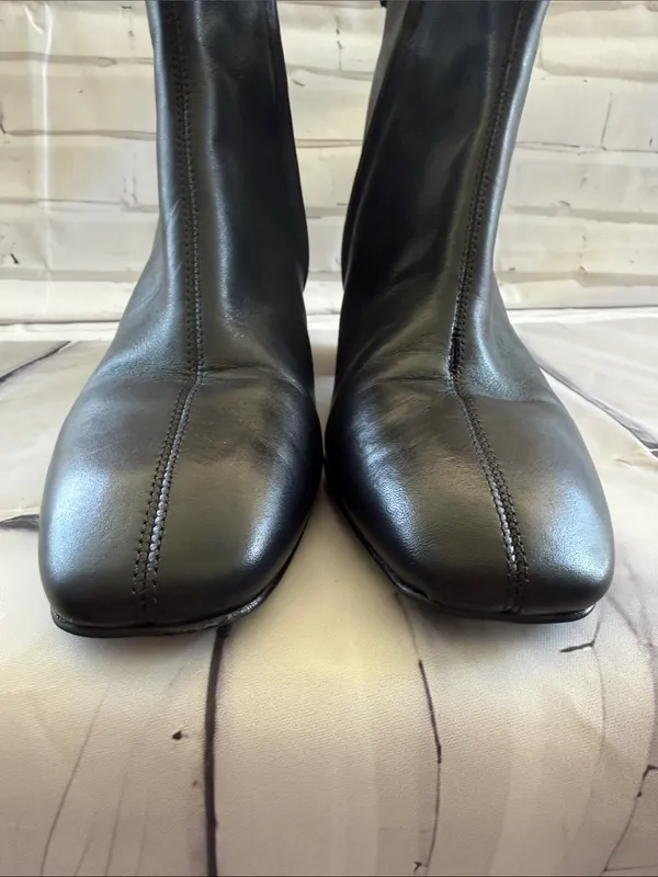 Sam Edelman Paige Black Leather Square-Toe Ankle Boots - Image 4