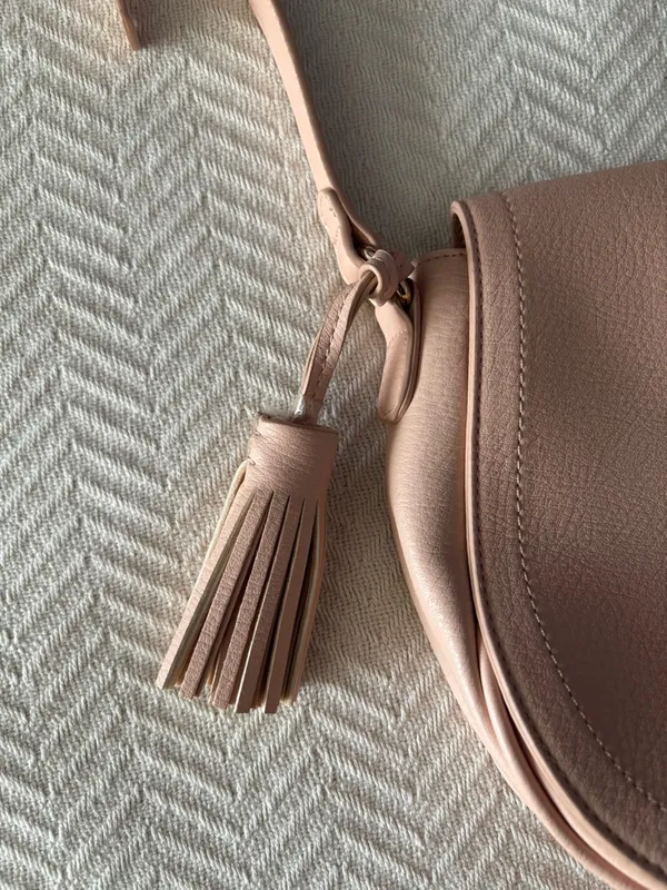 Classic Women's Saddle Crossbody Bag in Blush Pink - Image 3