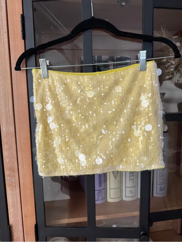 Sequins discs mini skort butter low rise bodycon shorts skirt micro stretchy - Image 2