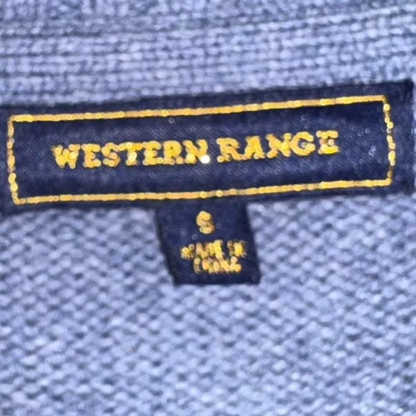 Western Range Blue‎ Gray Wool Blend Long Open Cardigan Sweater Size Small - Image 4