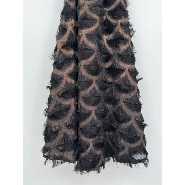 TCEC Women’s Green Rose Gold Metallic Halter Dress Size M Feather Tassel Party - Image 4