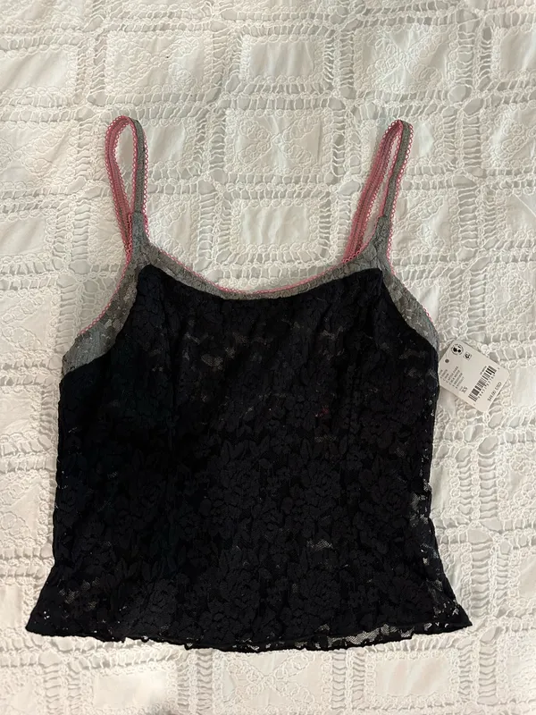 Free People All Day Lace Cami in After Dark - Image 3