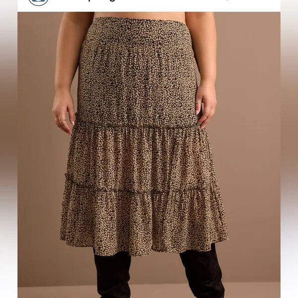 Arula Lexi Tan And Black Floral Maxi Skirt 0X NWT - Image 3