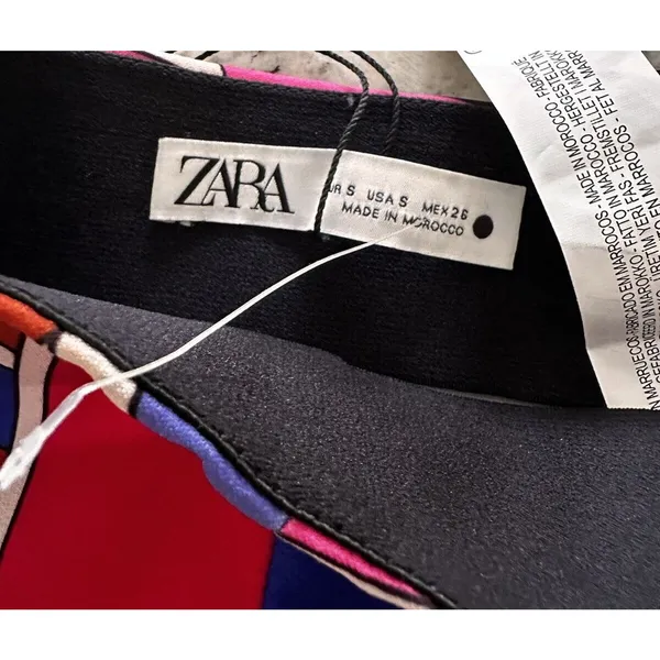 Zara Short Skirt With Print Multicolored Size Small - Image 8